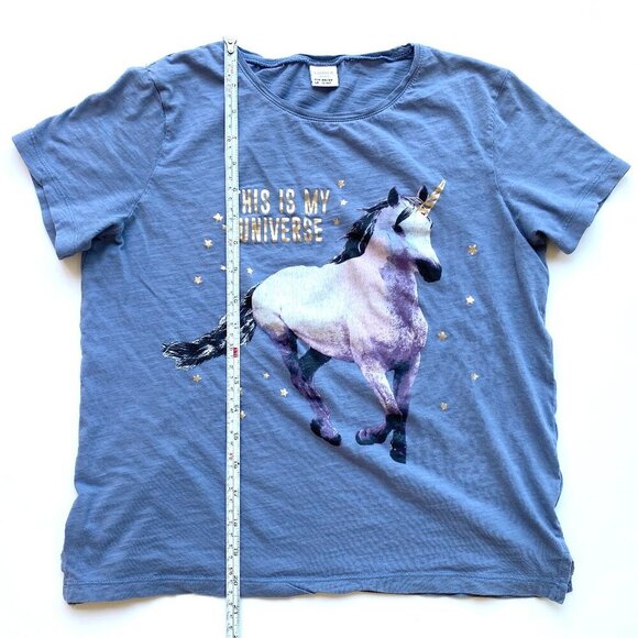 Lindex Girls Unicorn Graphic T-Shirt Size 12-14 / EU 158-164 Short Sleeves Blue - Picture 7 of 11